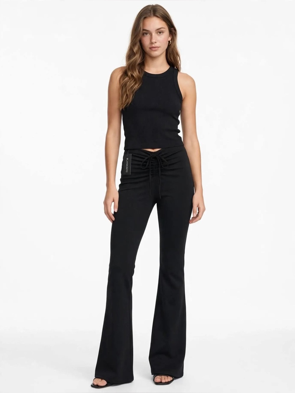 Blank NYC Black Lace-Up Flare Pants